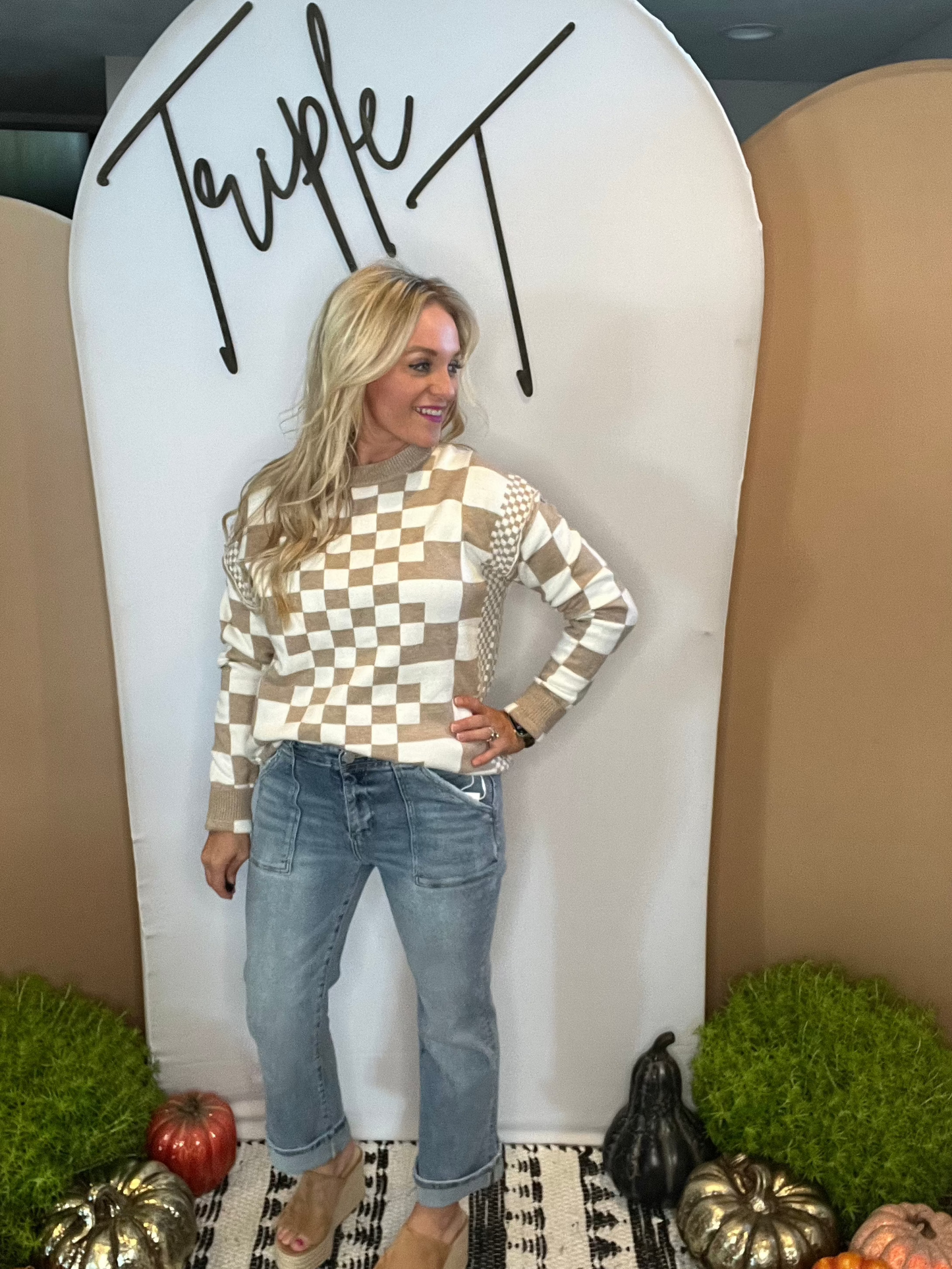 Checkered Print Sweater