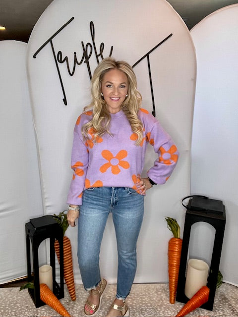 Purple Daisy Oversized Swearter