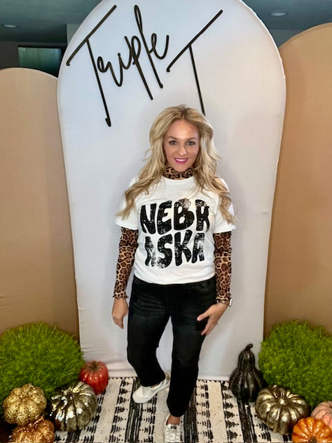 Leopard Mesh/Sheer Long-sleeved