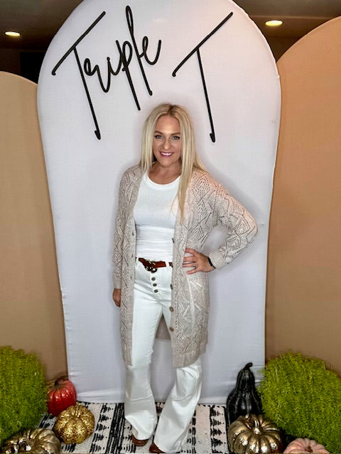 Hollow-Out Openwork Knit Cardigan