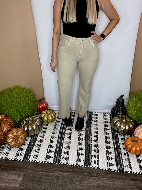 Risen Mid Rise Stone Jeans