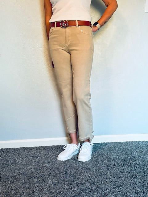 Risen Mid Rise Stone Jeans