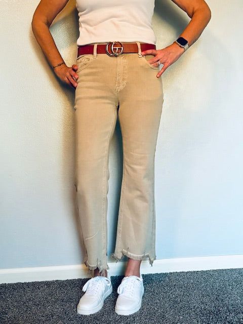 Risen Mid Rise Stone Jeans