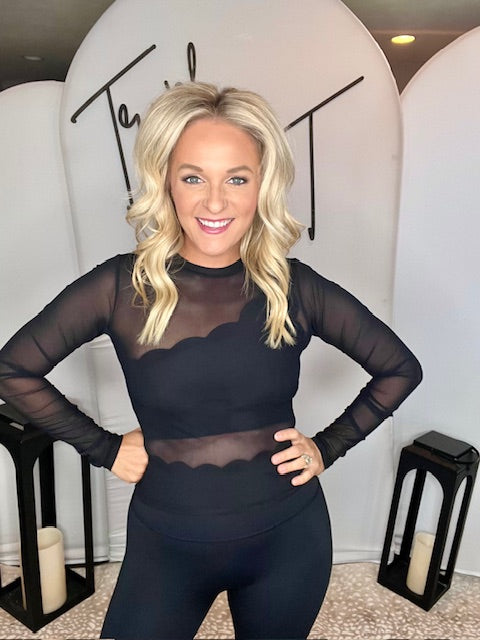 Black Sheer Mesh Long Sleeve with Thumbholes