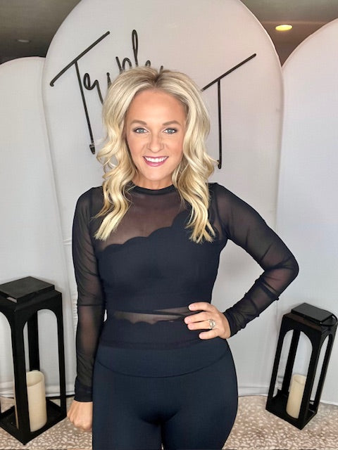 Black Sheer Mesh Long Sleeve with Thumbholes