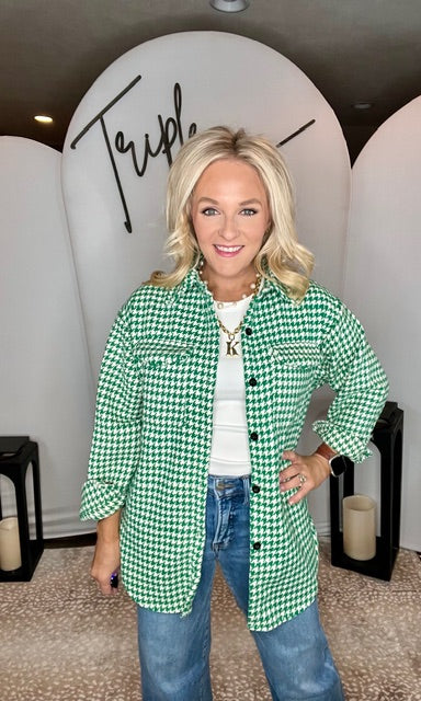 Houndstooth Check Shacket
