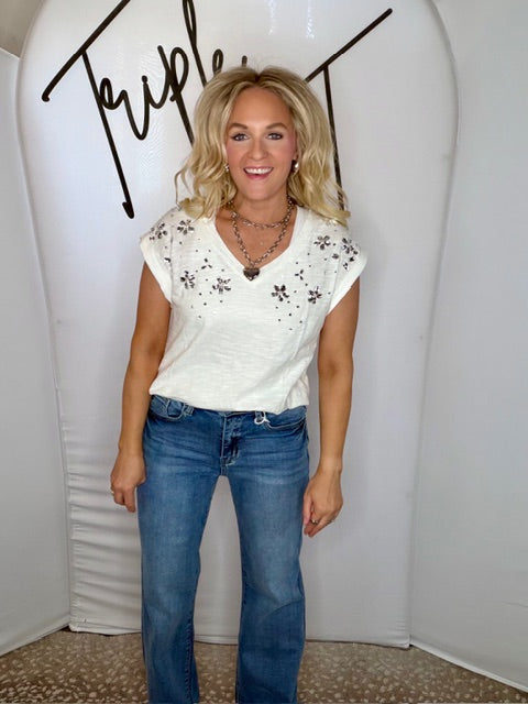 White Embellished T-shirt